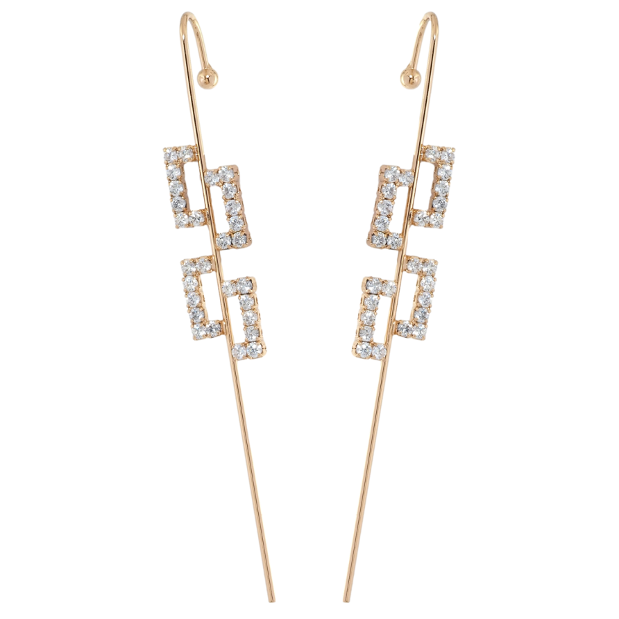 Сережки Xuping Позолота 18K кафа-голка Геометричний візерунок з цирконієм фото №1 Сережки Xuping Позолота 18K кафа-голка Геометричний візерунок з цирконієм фото №1