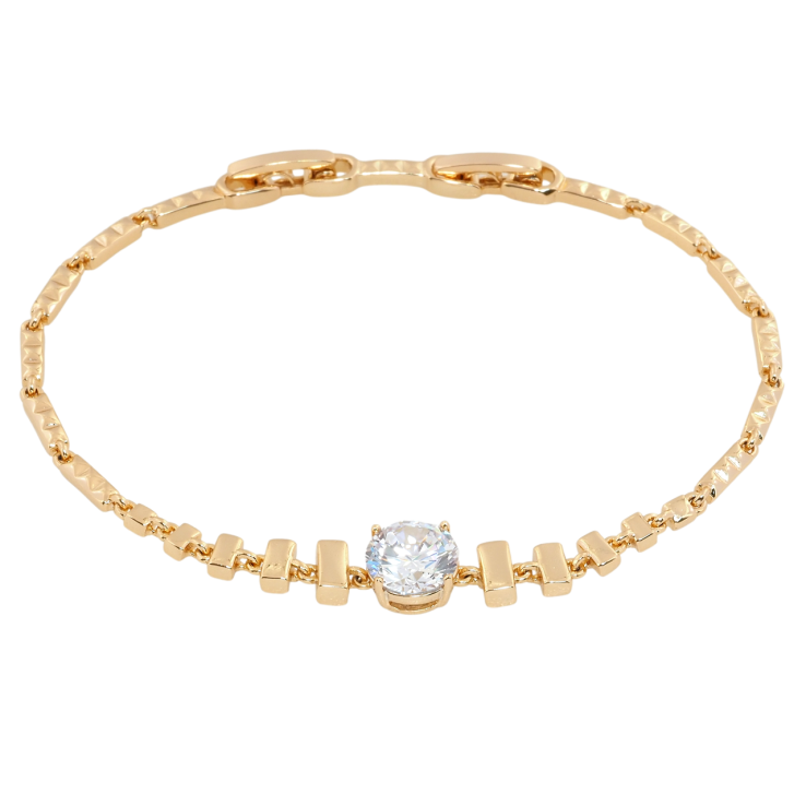 Браслет Xuping Позолота 18K Плетение Слиток с вставкой фианит длина с доп.замком 17,19см х 2мм фото №12