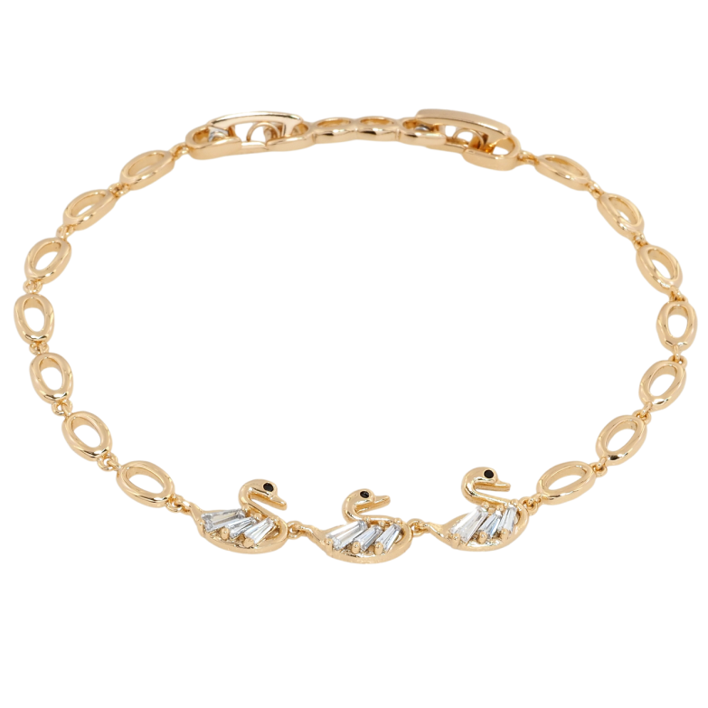 Браслет Xuping Позолота 18K Три лебедя длина с доп.замком 17,19см х 4мм фото №1