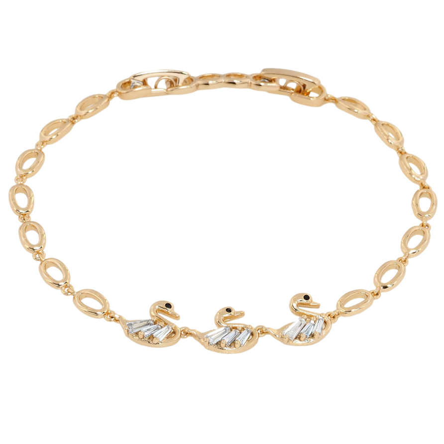 Браслет Xuping Позолота 18K Три лебедя длина с доп.замком 17,19см х 4мм фото №1