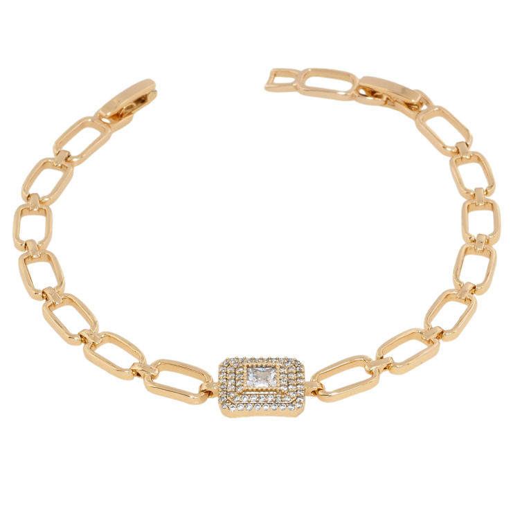 Браслет Xuping Позолота 18K Овальные звенья с вставкой из циркония длина с доп.замком 17,19см х 6мм фото №13