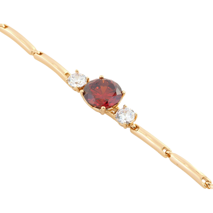 Браслет Xuping Позолота 18K Красный фианит с цирконами длина с доп.замком 17.5,19.5см х 2.5мм фото №19