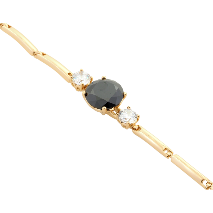 Браслет Xuping Позолота 18K Черный фианит с цирконами длина с доп.замком 17.5,19.5см х 2.5мм фото №8