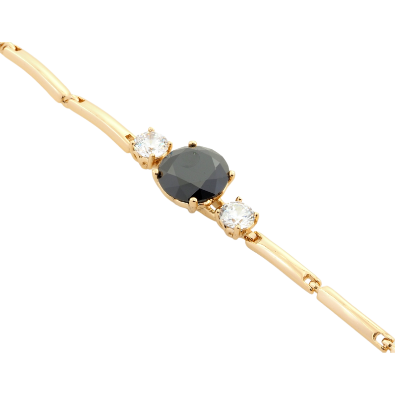 Браслет Xuping Позолота 18K Черный фианит с цирконами длина с доп.замком 17.5,19.5см х 2.5мм фото №1