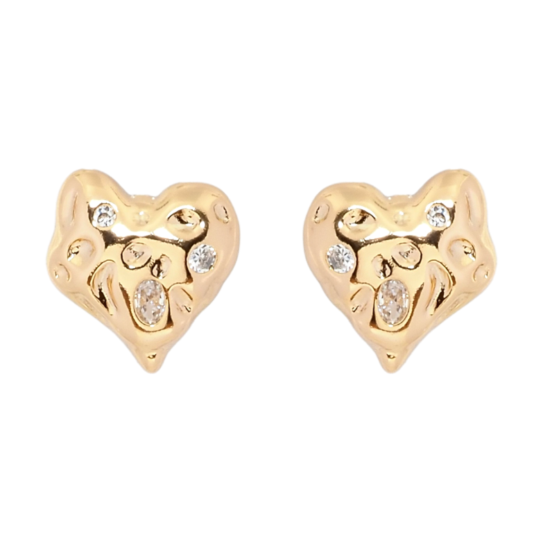 Серьги Xuping Позолота 18K пусеты Сердечки с цирконием фото №1