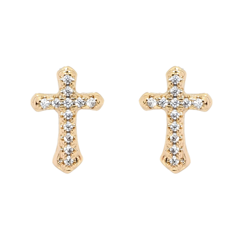 Сережки Xuping Позолота 18K пусети Хрестики з цирконієм фото №1
