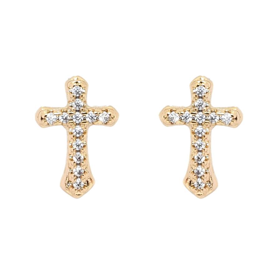 Серьги Xuping Позолота 18K пусеты Крестики с цирконием фото №1