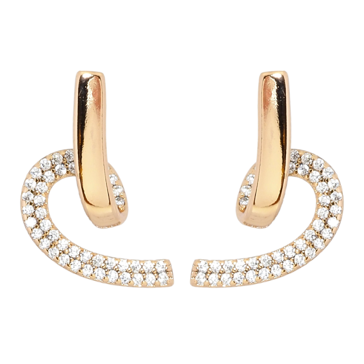 Сережки Xuping Позолота 18K пусети Завитки з цирконієм фото №3