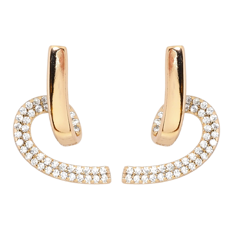 Сережки Xuping Позолота 18K пусети Завитки з цирконієм фото №1