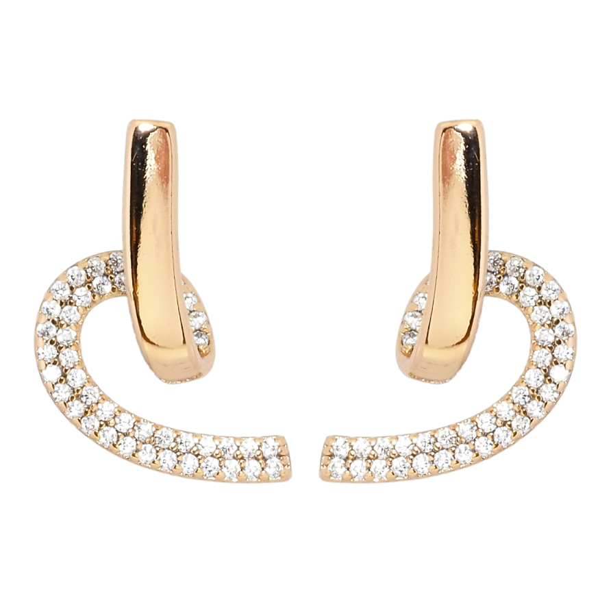 Сережки Xuping Позолота 18K пусети Завитки з цирконієм фото №1