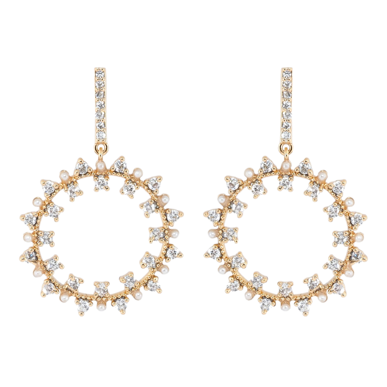 Серьги Xuping Позолота 18K пусеты Кристальные колечки фото №1 Серьги Xuping Позолота 18K пусеты Кристальные колечки фото №1