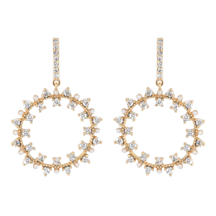 Серьги Xuping Позолота 18K пусеты Кристальные колечки фото №1 Серьги Xuping Позолота 18K пусеты Кристальные колечки фото №1