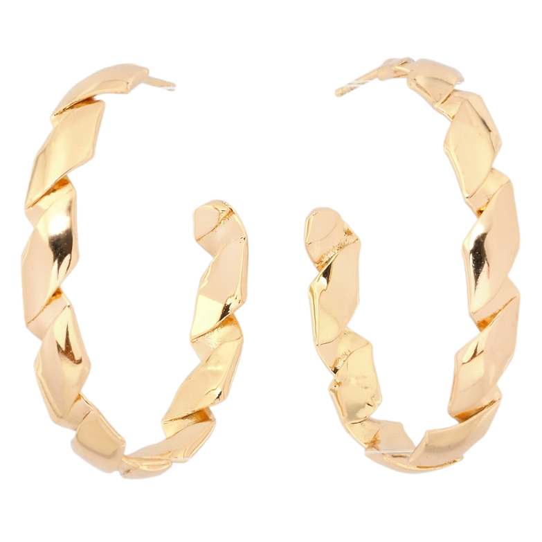 Сережки Xuping Позолота 18K пусети Кільця зі спіральним візерунком ø 4см фото №1