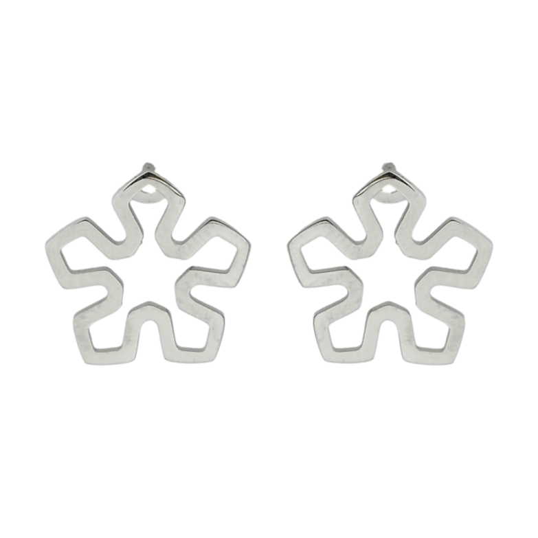 Сережки Xuping TTM Stainless Steel колір Родій пусети Квіточки фото №1