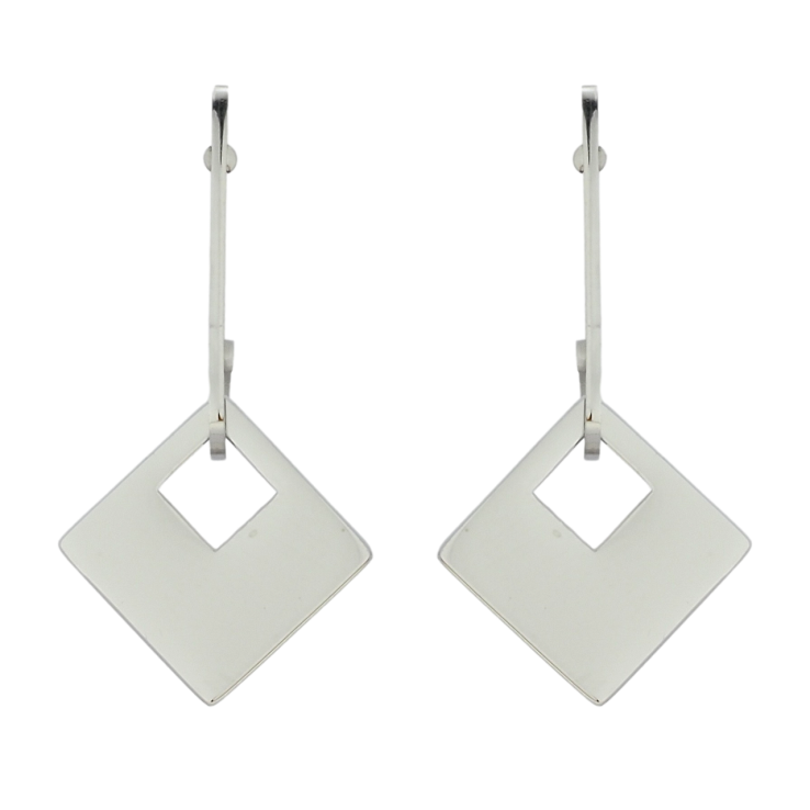 Серьги Xuping TTM Stainless Steel цвет Родий пусеты Ромбовые подвески фото №2