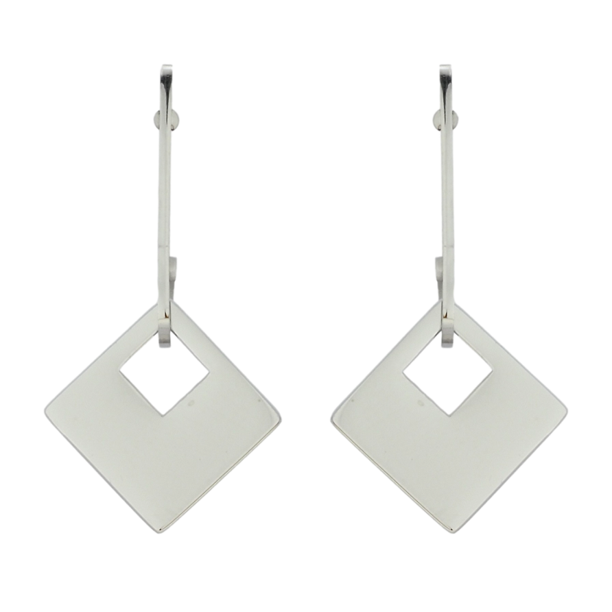 Серьги Xuping TTM Stainless Steel цвет Родий пусеты Ромбовые подвески фото №1