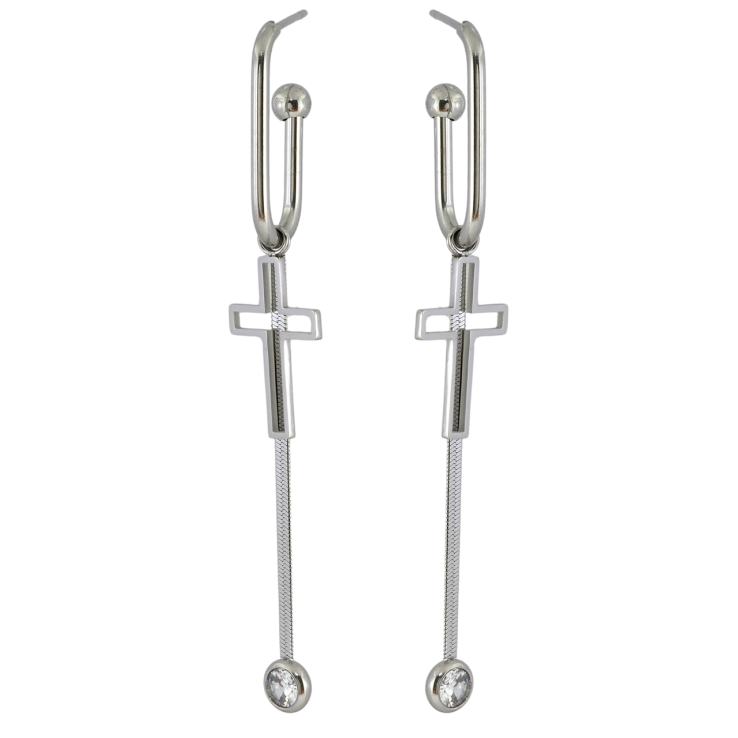 Серьги Xuping TTM Stainless Steel цвет Родий пусеты Декоративные подвески с крестиками фото №6