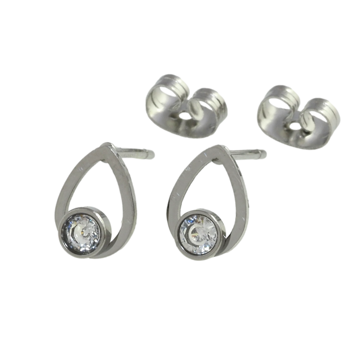 Серьги Xuping TTM Stainless Steel цвет Родий пусеты Капельки с кристаллами фото №24