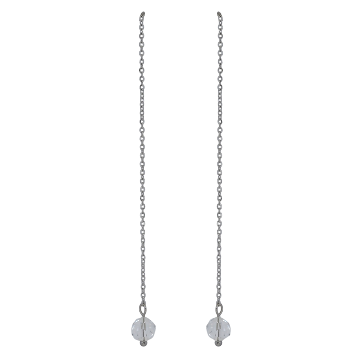 Серьги Xuping TTM Stainless Steel цвет Родий пусеты Подвески прозрачная бусина на цепочке фото №20