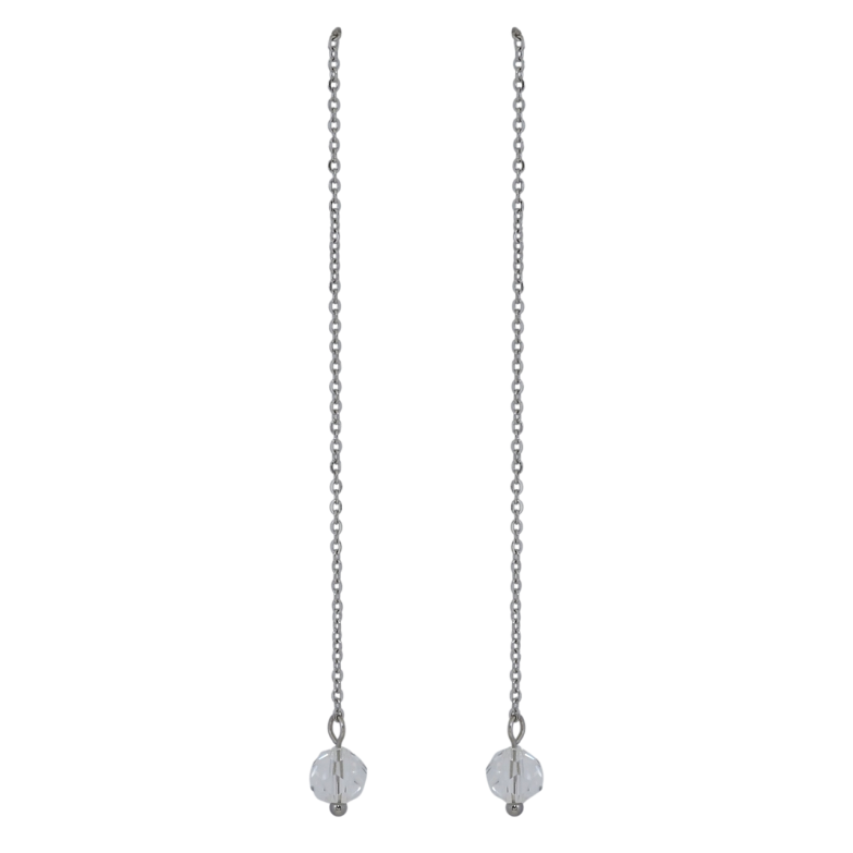 Серьги Xuping TTM Stainless Steel цвет Родий пусеты Подвески прозрачная бусина на цепочке фото №1