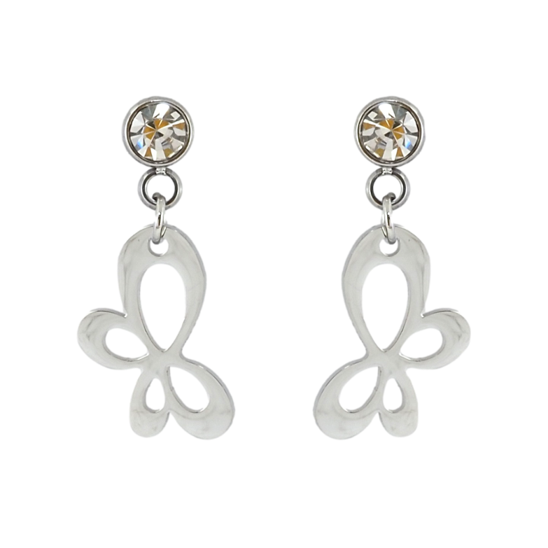 Сережки Xuping TTM Stainless Steel колір Родій пусети Метелики фото №1