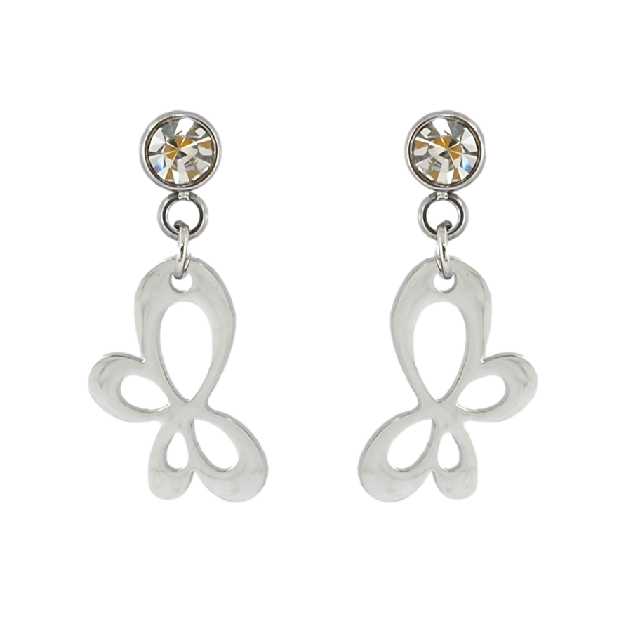 Серьги Xuping TTM Stainless Steel цвет Родий пусеты Бабочки фото №1