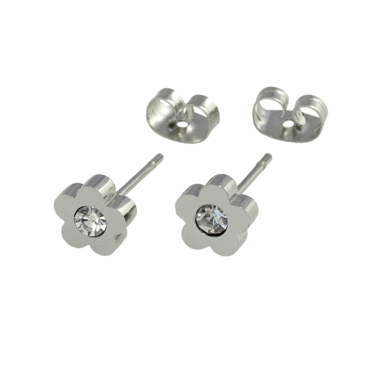 Серьги Xuping TTM Stainless Steel цвет Родий пусеты Цветочки фото №22