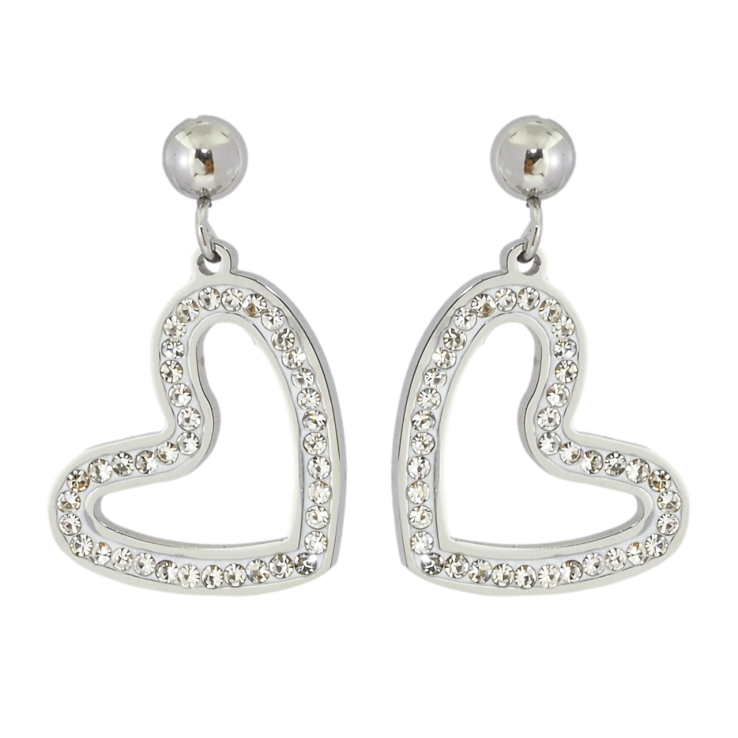 Серьги Xuping TTM Stainless Steel цвет Родий пусеты Подвески сердечки фото №20