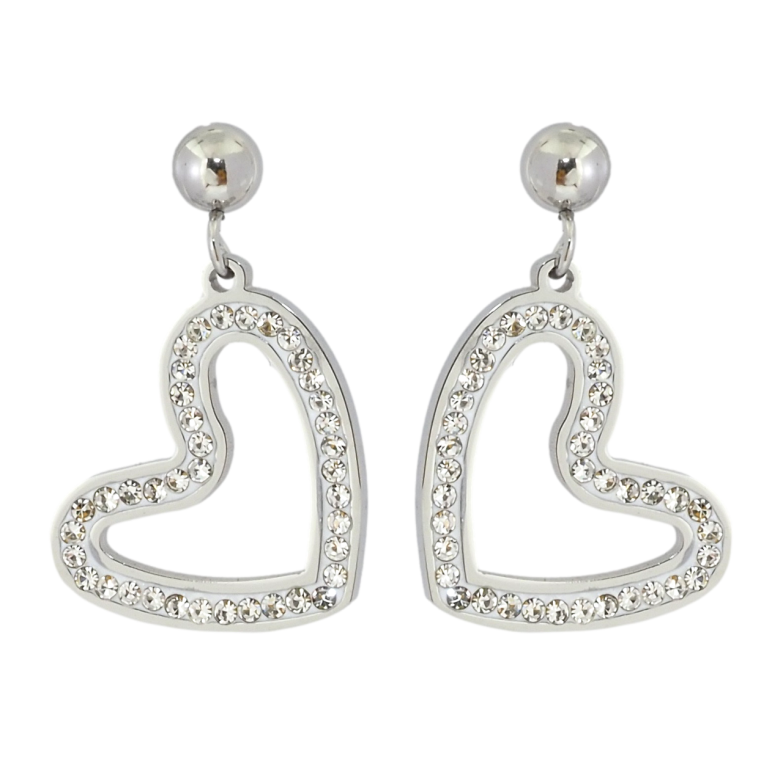 Серьги Xuping TTM Stainless Steel цвет Родий пусеты Подвески сердечки фото №5