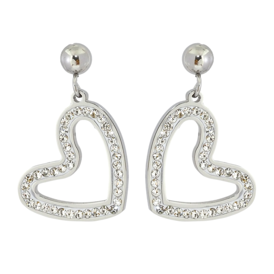 Серьги Xuping TTM Stainless Steel цвет Родий пусеты Подвески сердечки фото №1