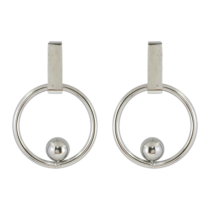 Серьги Xuping TTM Stainless Steel цвет Родий пусеты Колечки с шариками фото №4