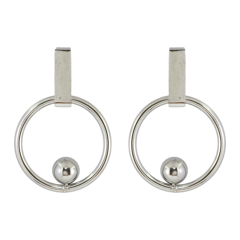 Серьги Xuping TTM Stainless Steel цвет Родий пусеты Колечки с шариками фото №1