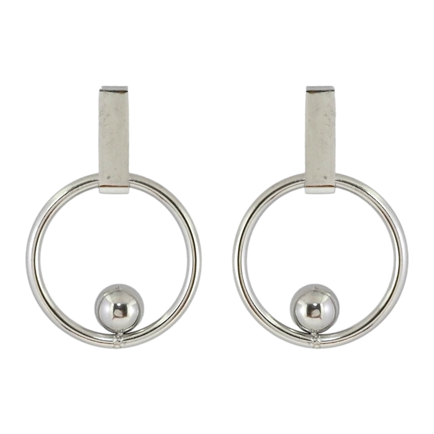 Серьги Xuping TTM Stainless Steel цвет Родий пусеты Колечки с шариками фото №1