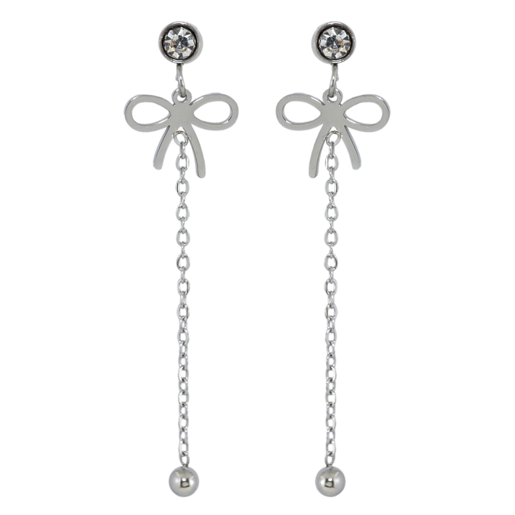 Серьги Xuping TTM Stainless Steel цвет Родий пусеты Подвески бантики фото №2