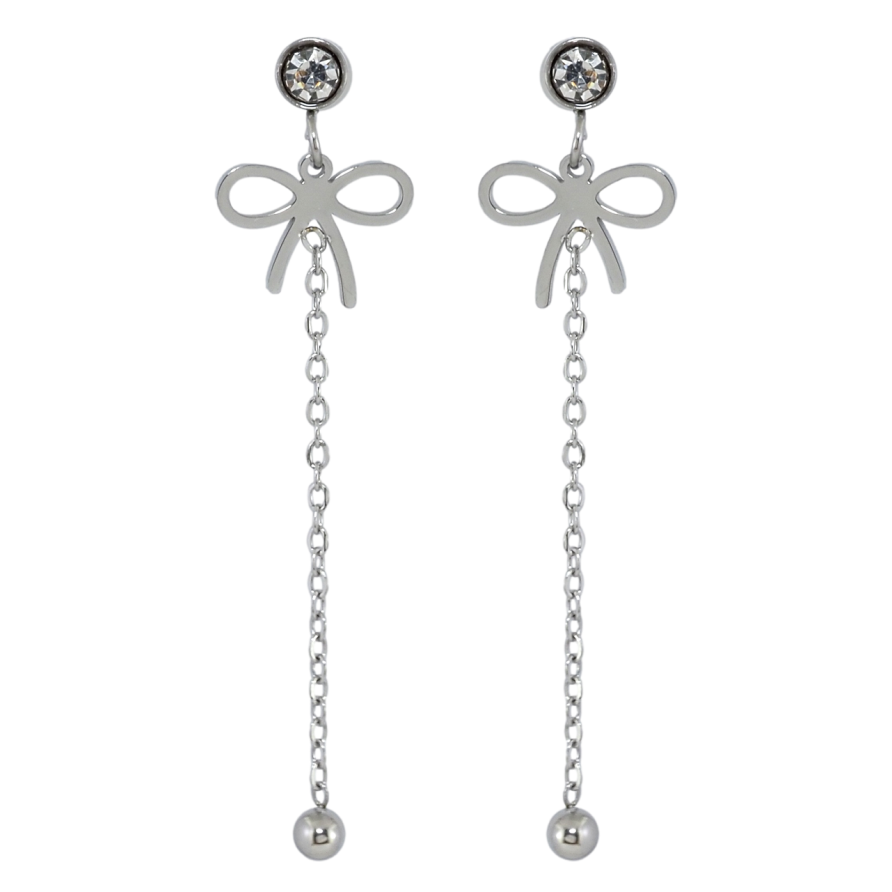 Серьги Xuping TTM Stainless Steel цвет Родий пусеты Подвески бантики фото №1