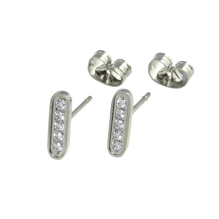 Серьги Xuping TTM Stainless Steel цвет Родий пусеты Дорожки циркония фото №5