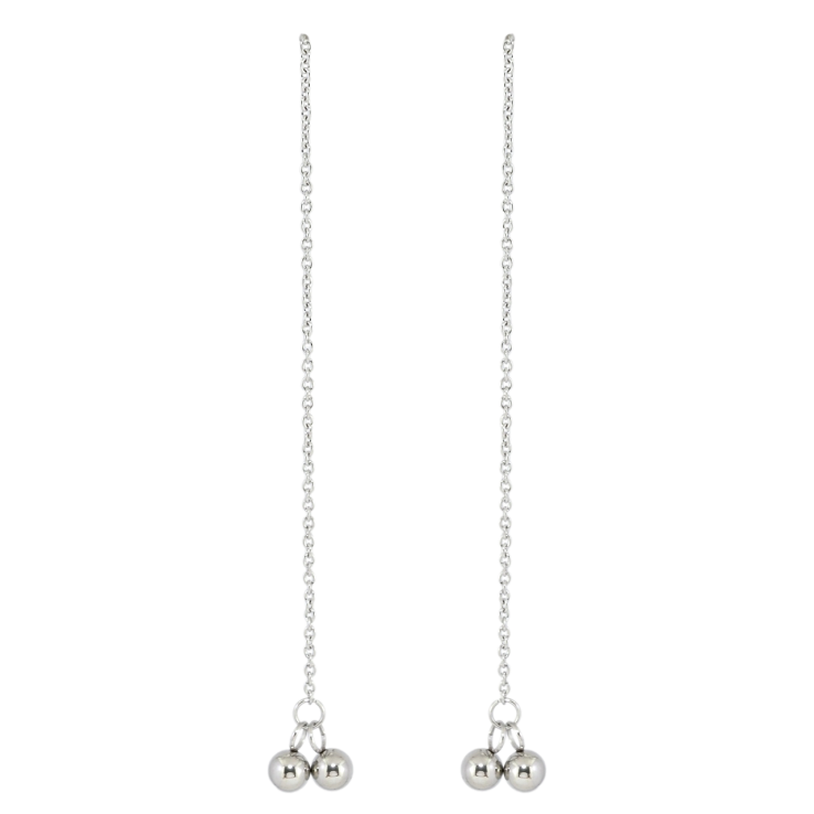 Серьги Xuping TTM Stainless Steel цвет Родий пусеты Подвески шарики на цепочке фото №6