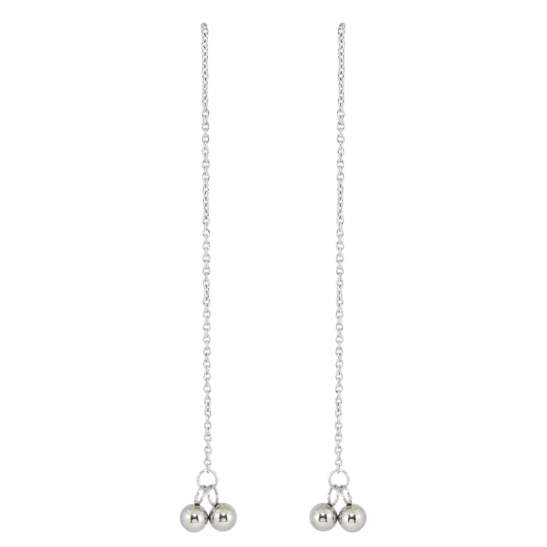 Серьги Xuping TTM Stainless Steel цвет Родий пусеты Подвески шарики на цепочке фото №1
