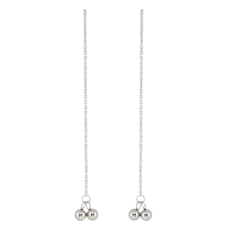 Серьги Xuping TTM Stainless Steel цвет Родий пусеты Подвески шарики на цепочке фото №1