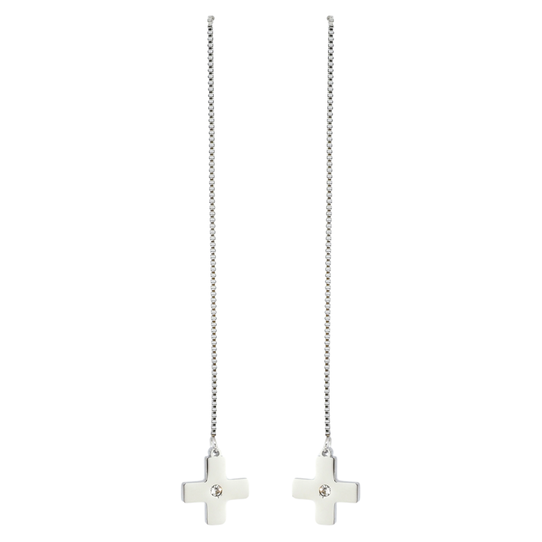 Серьги Xuping TTM Stainless Steel цвет Родий пусеты Подвески крестики фото №1