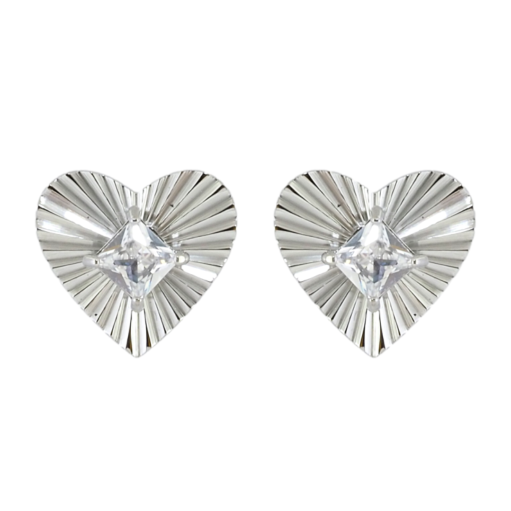 Серьги Xuping TTM Stainless Steel цвет Родий пусеты Сердечки с кристаллами фото №23