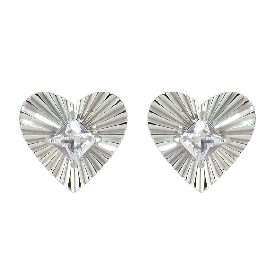 Серьги Xuping TTM Stainless Steel цвет Родий пусеты Сердечки с кристаллами фото №1