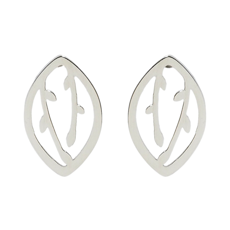 Серьги Xuping TTM Stainless Steel цвет Родий пусеты Листики с веточками фото №16