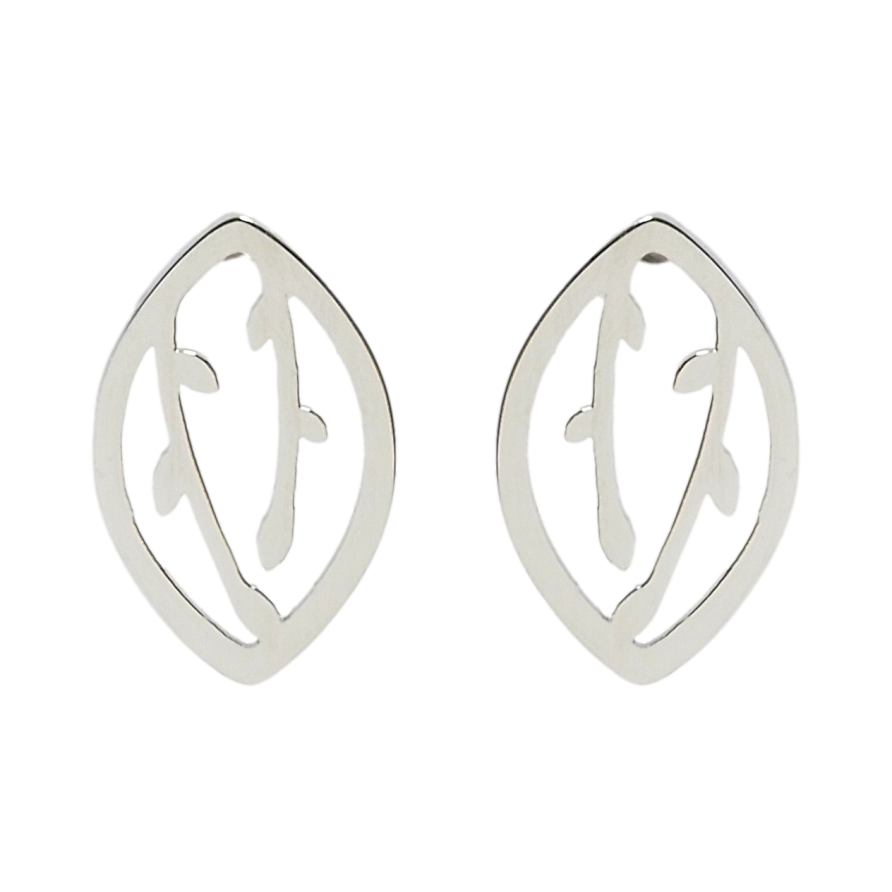 Серьги Xuping TTM Stainless Steel цвет Родий пусеты Листики с веточками фото №1