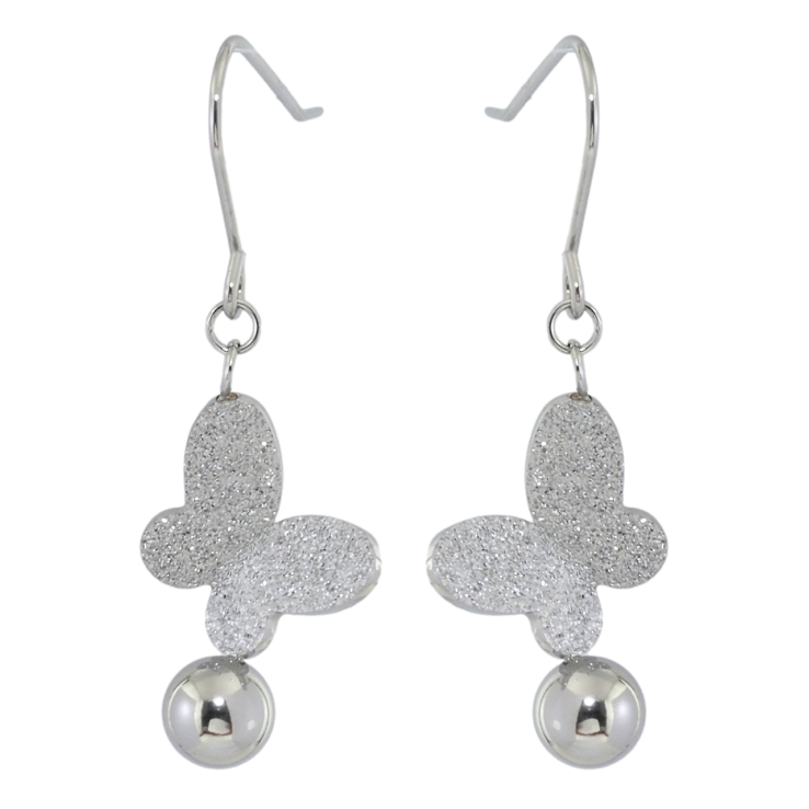 Серьги Xuping TTM Stainless Steel цвет Родий французский замок Бабочки с шариками фото №16