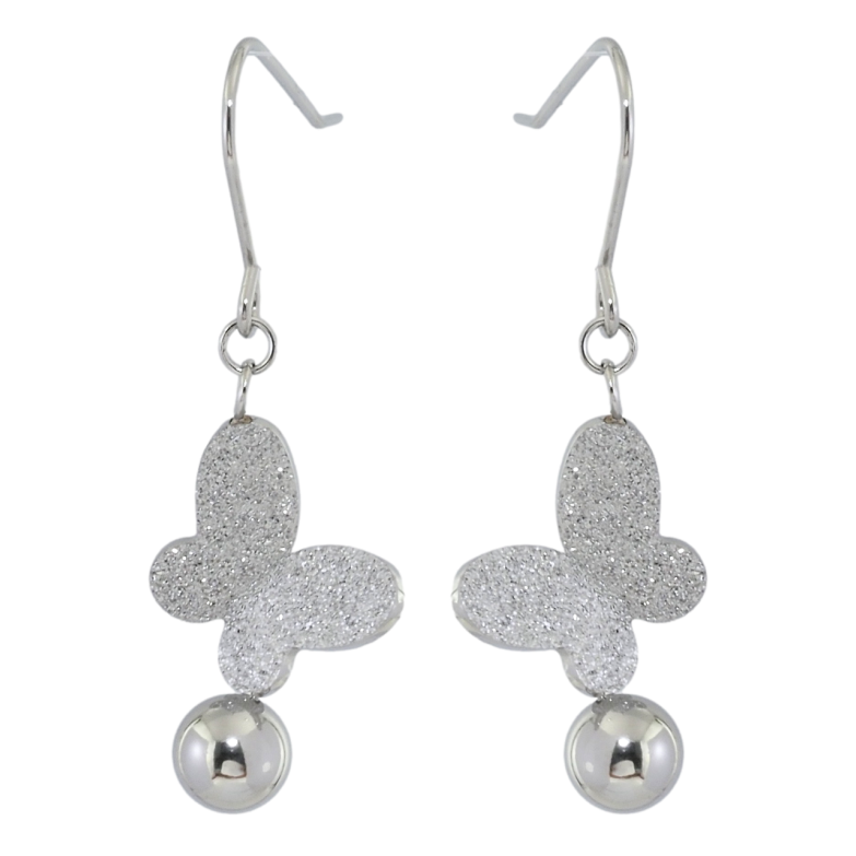 Серьги Xuping TTM Stainless Steel цвет Родий французский замок Бабочки с шариками фото №1