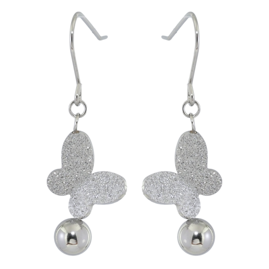 Серьги Xuping TTM Stainless Steel цвет Родий французский замок Бабочки с шариками фото №1