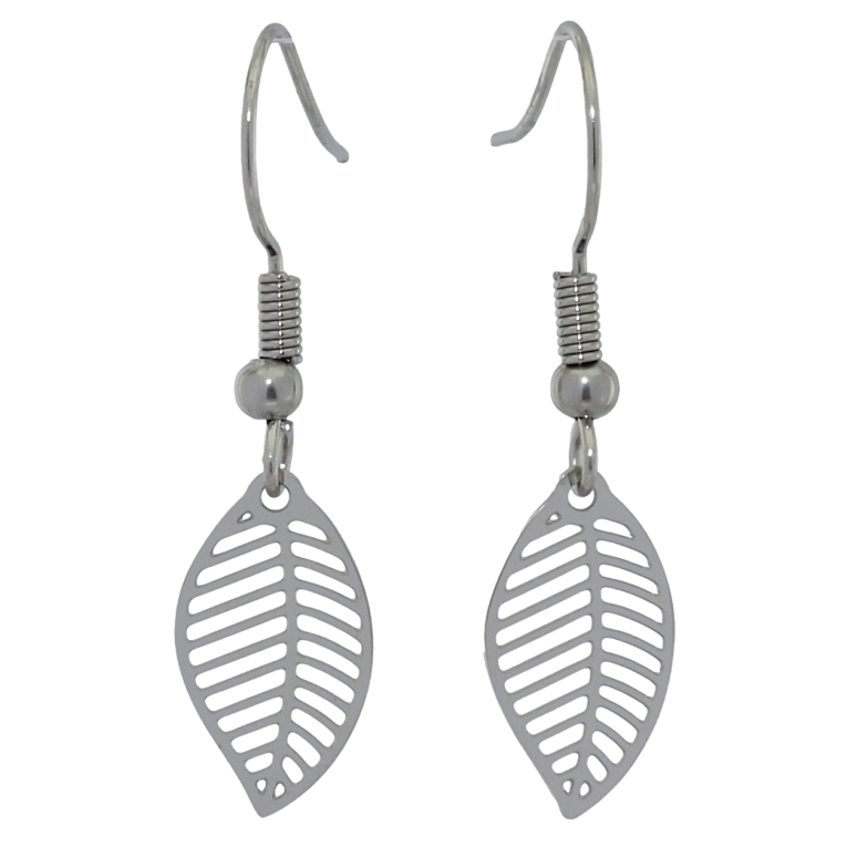 Серьги Xuping TTM Stainless Steel цвет Родий французский замок Листики фото №2