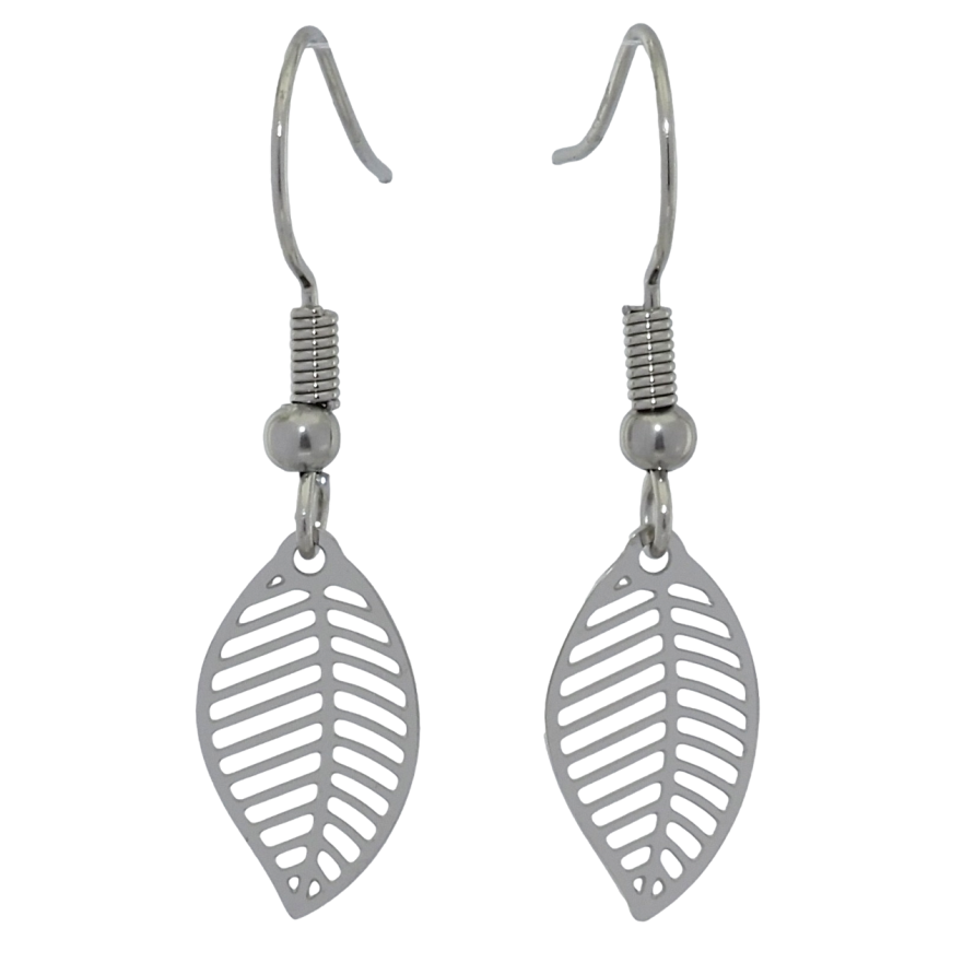 Серьги Xuping TTM Stainless Steel цвет Родий французский замок Листики фото №1