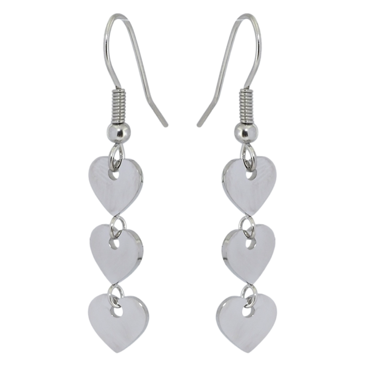 Серьги Xuping TTM Stainless Steel цвет Родий французский замок Подвески сердечки фото №11